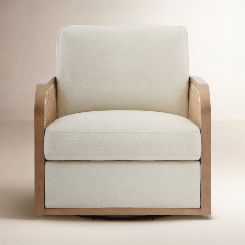 Joss & Main Juliette Upholstered Natural Cane Swivel Barrel Chair